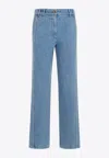 Patou Logo-embroidered Straight-leg Jeans In Blue