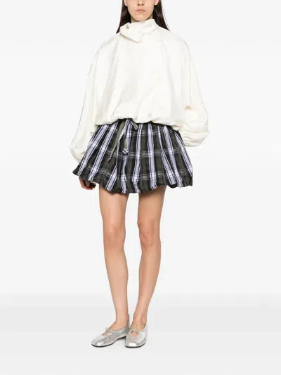 Patou Tartan-print Bubble-hem Skirt In Black