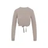 Patou Cable-knit Cropped Sweater In Wool And Cashmere In Neutrals