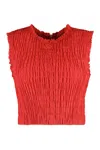 Patou Faille Textured Crewneck Crop Top In Red