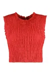 Patou Faille Textured Crewneck Crop Top In Red