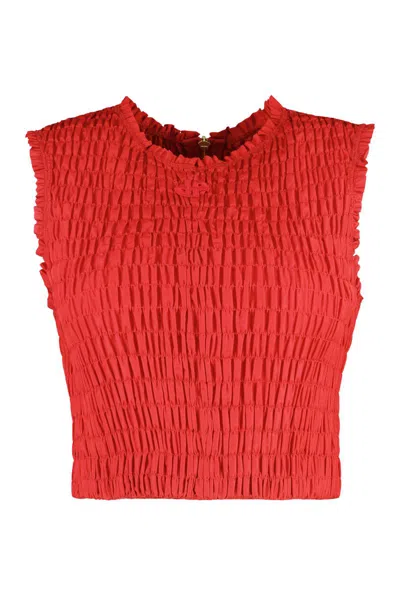 Patou Faille Textured Crewneck Crop Top In Red