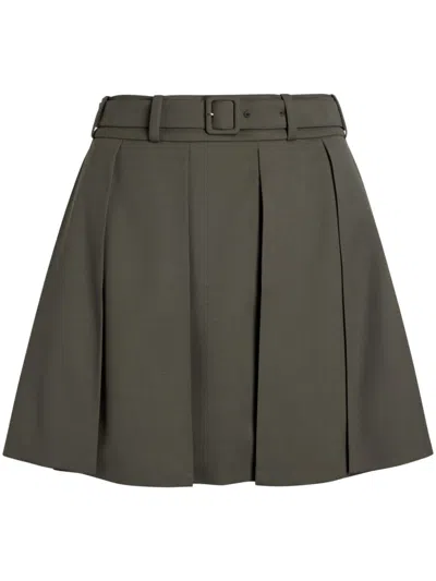 Patou Technical-wool Pleated Mini Skirt In Green