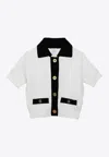 Patou White Cotton Cardigan With Gold Buttons In White