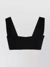 Patou Textured Fabric Wide Straps Top In Black