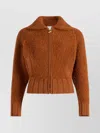 Patou Textured Jacket With Ribbed Cuffs And Hem In Brown