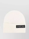 PATOU TEXTURED KNIT LOGO PATCH BEANIE