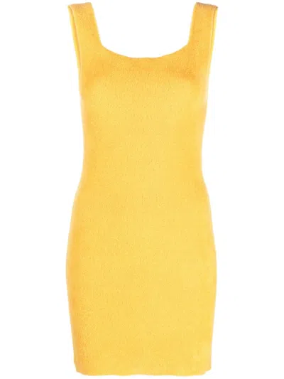 Patou Textured Knitted Mini Dress In Yellow & Orange