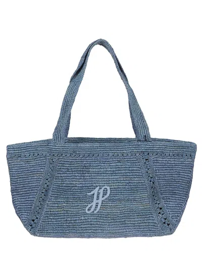Patou Textured Raphia Tote Bag With Spacious Interior