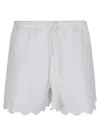 Patou Textured White Bermudas With Scalloped Hem