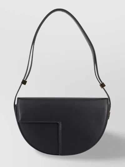 Patou Mini Half-moon Leather Shoulder Handbag In Black