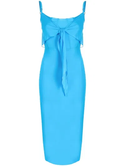 Patou Tie-detail Midi Dress In Blue