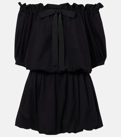 Patou Tie-neck Cotton Faille Minidress In Black