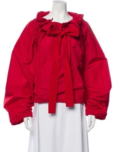 Pre-owned Patou Tie Neck Long Sleeve Blouse In Red