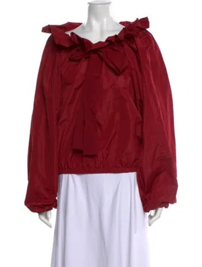 Pre-owned Patou Tie Neck Long Sleeve Blouse In Red