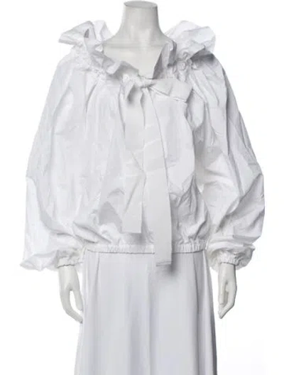 Pre-owned Patou Tie Neck Long Sleeve Blouse W/ Tags In Neutrals