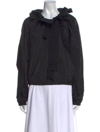 Pre-owned Patou Tie Neck Long Sleeve Top In Black