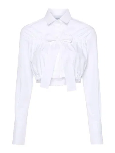Patou Crop Shirt With Bow Clothing In Blanco
