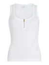 Patou White Scoop-neck Ribbed Tank Top In White