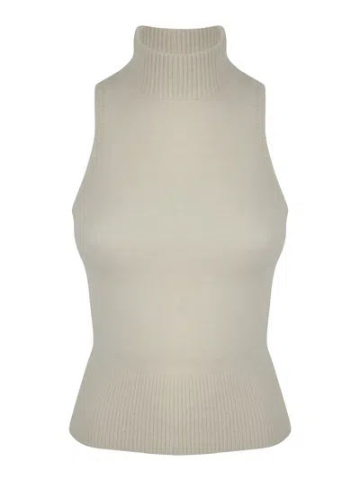 Patou Alpaca Sleeveless Top In White
