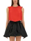 Patou Bow-detail Open-back Faille Crop Top In Red