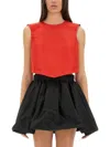 Patou Bow-detail Open-back Faille Crop Top In Red