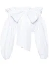 Patou Short Top With Balloon Sleeves In Bianco