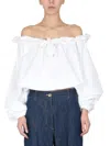 Patou Regular Fit Top With Puff Sleeves In White