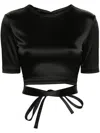 Patou Open-back Satin T-shirt In B Black