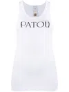 Patou Ribbed Sleeveless Cotton Tank With Round Neckline In White