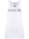Patou Ribbed Sleeveless Cotton Tank With Round Neckline In White