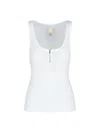 Patou White Scoop-neck Ribbed Tank Top In White