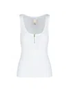 Patou White Scoop-neck Ribbed Tank Top In White