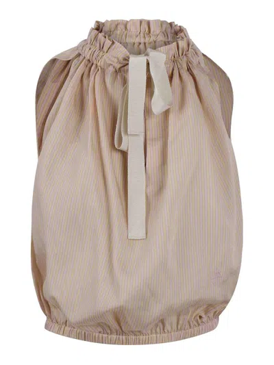 Patou Top With Gathered Collar In Nude