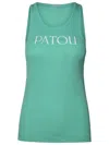 Patou Light Blue Cotton Tank Top In Green