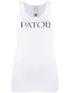 Patou Ribbed Sleeveless Cotton Tank With Round Neckline In White