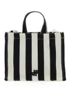 Patou Small Cotton Canvas Tote Bag With Striped Pattern In Multicolour
