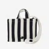Patou Multicolor Small Cotton Canvas Tote Bag With Striped Pattern In Red