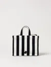 Patou Small Cotton Canvas Tote Bag With Striped Pattern In Striped