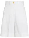 Patou Front Pleated High Waist Shorts With Pockets In White