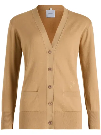 Patou Trompe L'oeil Cotton Cardigan In Neutrals