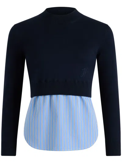 Patou Trompe L'oeil Cotton Sweater In Blue