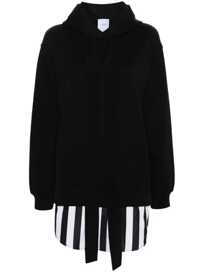 Patou Logo-embroidered Layered Hoodie In Schwarz