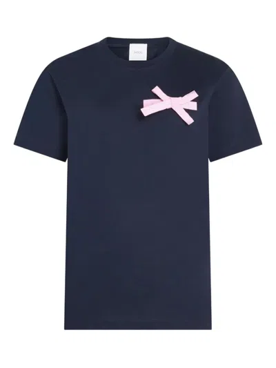 Patou Bow T-shirt In Organic Cotton In Blue