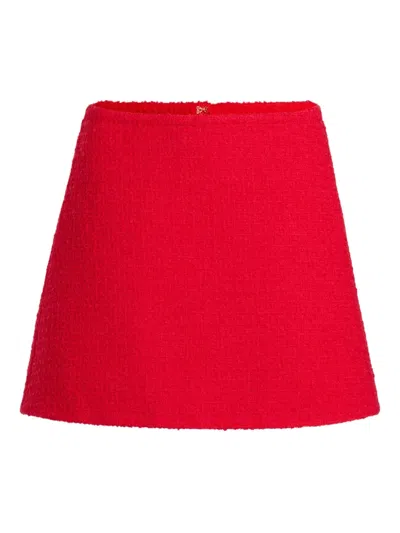 Patou Tweed A-line Mini Skirt In Red