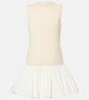 Patou Tweed And Faille Minidress In Neutral