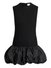 Patou Wool Blend Dress With Ruffles In Black