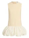 Patou Tweed And Faille Minidress In Neutral