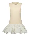 Patou Tweed And Faille Minidress In Neutral