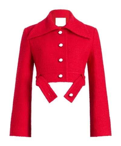 Patou Tweed Button-down Casual Jacket In Red